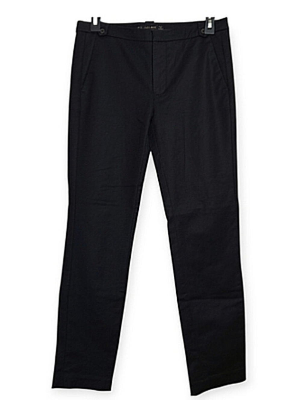 Zara Women's Basic Black Tailored Straight Leg Flat Front Cotton Trousers Size 4